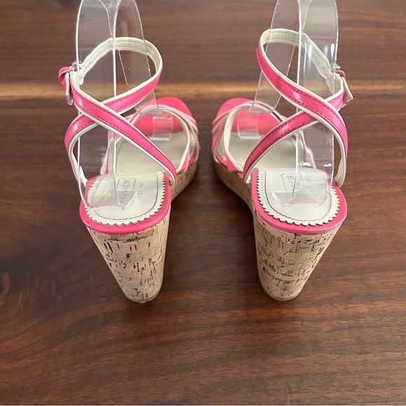 Coach Dallas Strappy Cork Wedge Sandals Bright Pink Size 9 - Picture 7 of 10